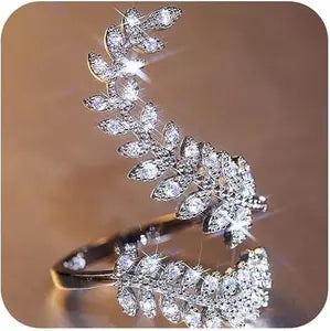 .Silver Infinity Olive Leaf Openwork Ring—a stylish piece of women’s jewelry perfect for weddings and engagement